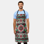 Kerst/Winterbeurs eiland rood & groen Schort (Gedragen)