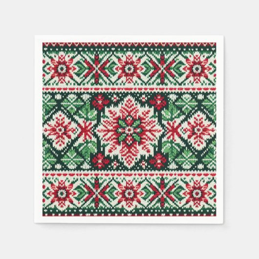 Kerst/Winterbeurs eiland rood & groen Servet (Voorkant)