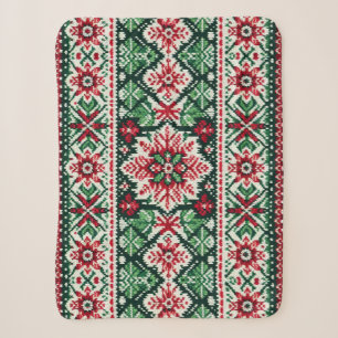 Kerst/Winterbeurs eiland rood & groen Sherpa Deken