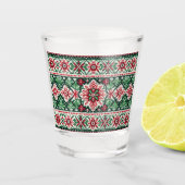 Kerst/Winterbeurs eiland rood & groen Shot Glas (Voorkant)