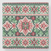 Kerst/Winterbeurs eiland rood & groen Stenen Onderzetter (Voorkant)