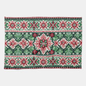 Kerst/Winterbeurs eiland rood & groen Theedoek (Horizontaal)