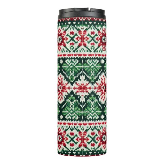 Kerst/Winterbeurs eiland rood & groen Thermosbeker (Achterkant)