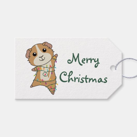 Kerst-winterdieren van cavia's cadeaulabel (Voorkant (Horizontaal))