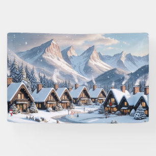 Kerst Winterdorp Achtergrond 1,2 meter lang Spandoek