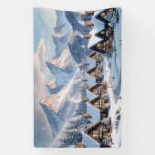 Kerst Winterdorp Achtergrond 1,2 meter lang Spandoek (Verticaal)