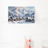 Kerst Winterdorp Achtergrond 1,2 meter lang Spandoek (Insitu)