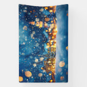 Kerst Winterdorp Achtergrond 1,2 meter lang Spandoek (Verticaal)