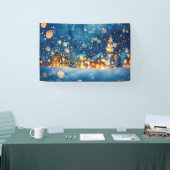 Kerst Winterdorp Achtergrond 1,2 meter lang Spandoek (Beurs)