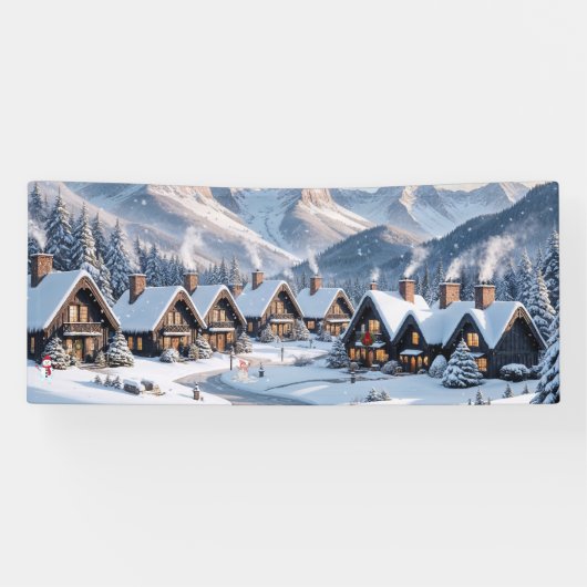 Kerst Winterdorp Achtergrond 6 ft zes voet Spandoek (Horizontaal)