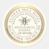 Kerst Wintergreen Bijenwas Lip Reparatie met Bijen Ronde Sticker (Voorkant)