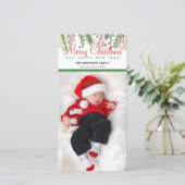 Kerst Wintergroen Foto Feestdagenkaart (Staand voorkant)