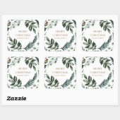 Kerst Wintergroen Prettig Kerstfeest Vierkante Sticker (Vel)