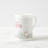 Kerst Winterhuizen vol Cozy Sfeer Porselein Kop (Voorkant rechts)