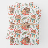 Kerst-winterkatten Waterverf Inpakpapier Vel (In situ)