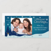 Kerst Winterlandschap met Sneeuwman Fotokaarten Feestdagenkaart (Voorkant / Achterkant)