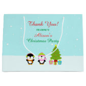 Kerst-winterpinguïns en bomen bedankt groot cadeauzakje (Voorkant)