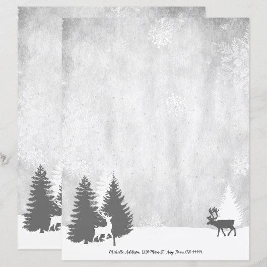 Kerst Winterscape Gepersonaliseerd briefpapier (Voorkant / Achterkant)