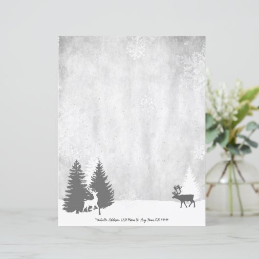 Kerst Winterscape Gepersonaliseerd briefpapier (Staand voorkant)