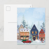 Kerst winterse winterhuizen feestdagenkaart (Voorkant / Achterkant)