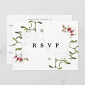 Kerst wintervakantie bruiloft RSVP briefkaart (Voorkant / Achterkant)