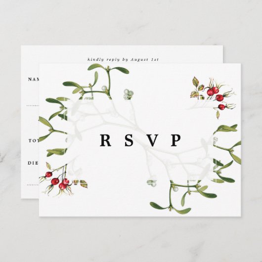 Kerst wintervakantie bruiloft RSVP briefkaart (Voorkant / Achterkant)