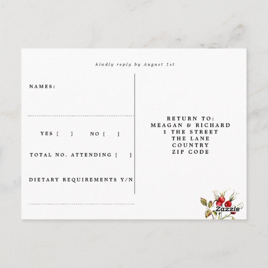 Kerst wintervakantie bruiloft RSVP briefkaart (Achterkant)