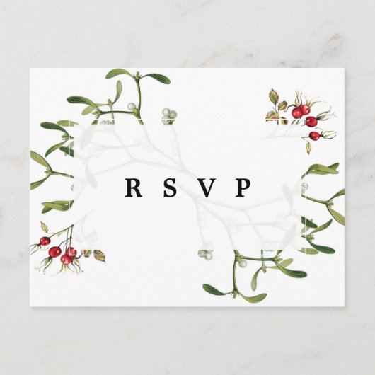 Kerst wintervakantie bruiloft RSVP briefkaart (Voorkant)