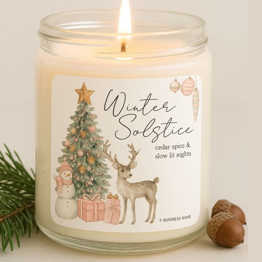 Kerst Winterzonnewende Kaars Label Sticker