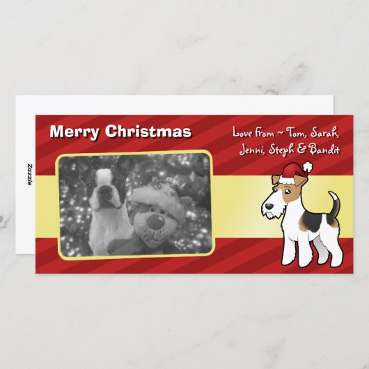 Kerst Wire Fox Terrier Feestdagenkaart (Voorkant / Achterkant)