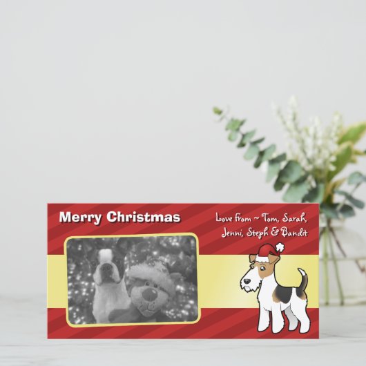 Kerst Wire Fox Terrier Feestdagenkaart (Staand voorkant)