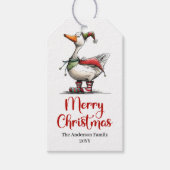 Kerst Wispelturige Gans Grappige Speelse Cadeautag Cadeaulabel (Voorkant)