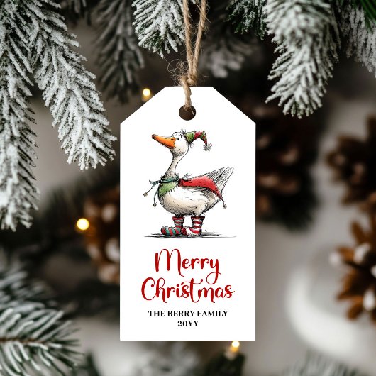 Kerst Wispelturige Gans Grappige Speelse Cadeautag Cadeaulabel