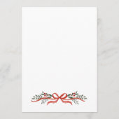 Kerst Wispelturige Rode Strik Krans Eettafel Feest Menu (Achterkant)