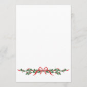 Kerst Wispelturige Rode Strik Krans Eettafel Feest Menu (Achterkant)