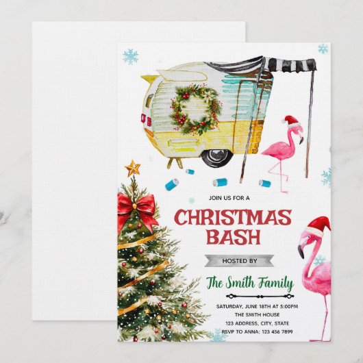 Kerst Wit Afval Bash Uitnodiging (Voorkant / Achterkant)