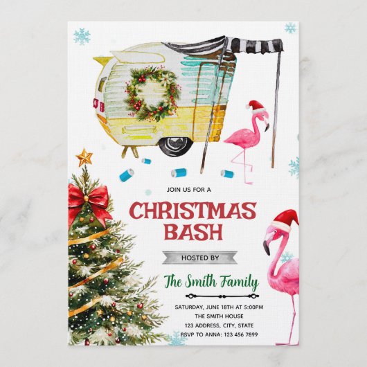 Kerst Wit Afval Bash Uitnodiging (Voorkant)