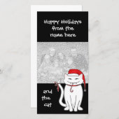 Kerst wit bratty kat vakantie familie feestdagenkaart (Voorkant / Achterkant)