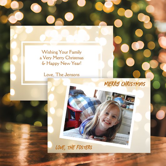 Kerst Wit en Goud Bokeh Foto Vakantie Feestdagenkaart