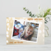 Kerst Wit en Goud Bokeh Foto Vakantie Feestdagenkaart (Staand voorkant)