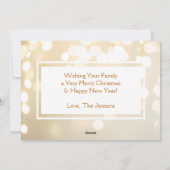 Kerst Wit en Goud Bokeh Foto Vakantie Feestdagenkaart (Achterkant)
