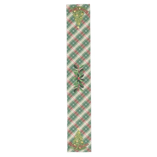 Kerst wit en groen met rood lange tafelloper (Voorkant)