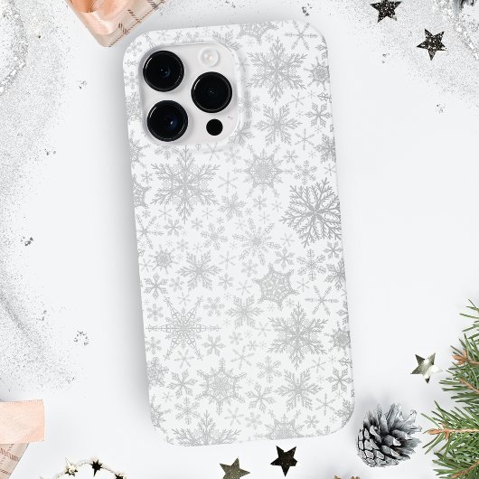 Kerst Wit en Zilver Grijs Sneeuwvlokken Case-Mate iPhone Case