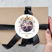 Kerst wit goud bauble team foto logo ronde sticker