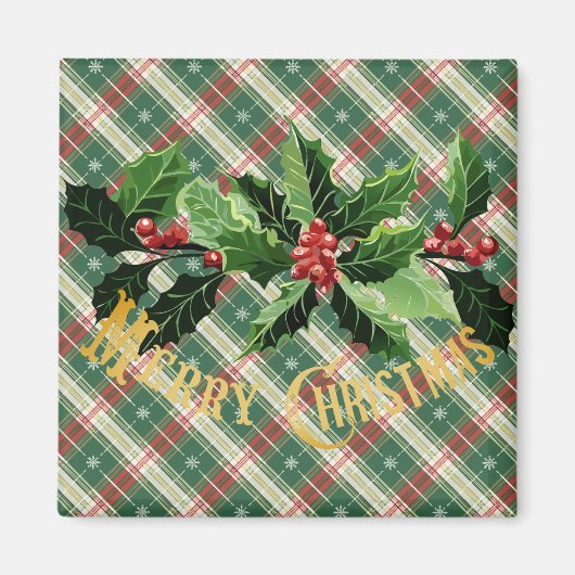 Kerst wit goud geplakt met krans magneet (Voorkant)