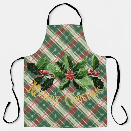 Kerst wit goud geplakt met krans schort (Voorkant)