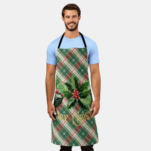 Kerst wit goud geplakt met krans schort (Gedragen)