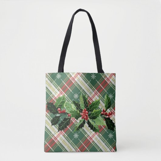 Kerst wit goud geplakt met krans tote bag (Voorkant)