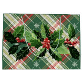 Kerst Wit Goud Geruit Met Krans Groot Cadeauzakje (Achterkant)