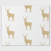 Kerst Wit & Goud Rendier Cadeaupapier (Vlak)